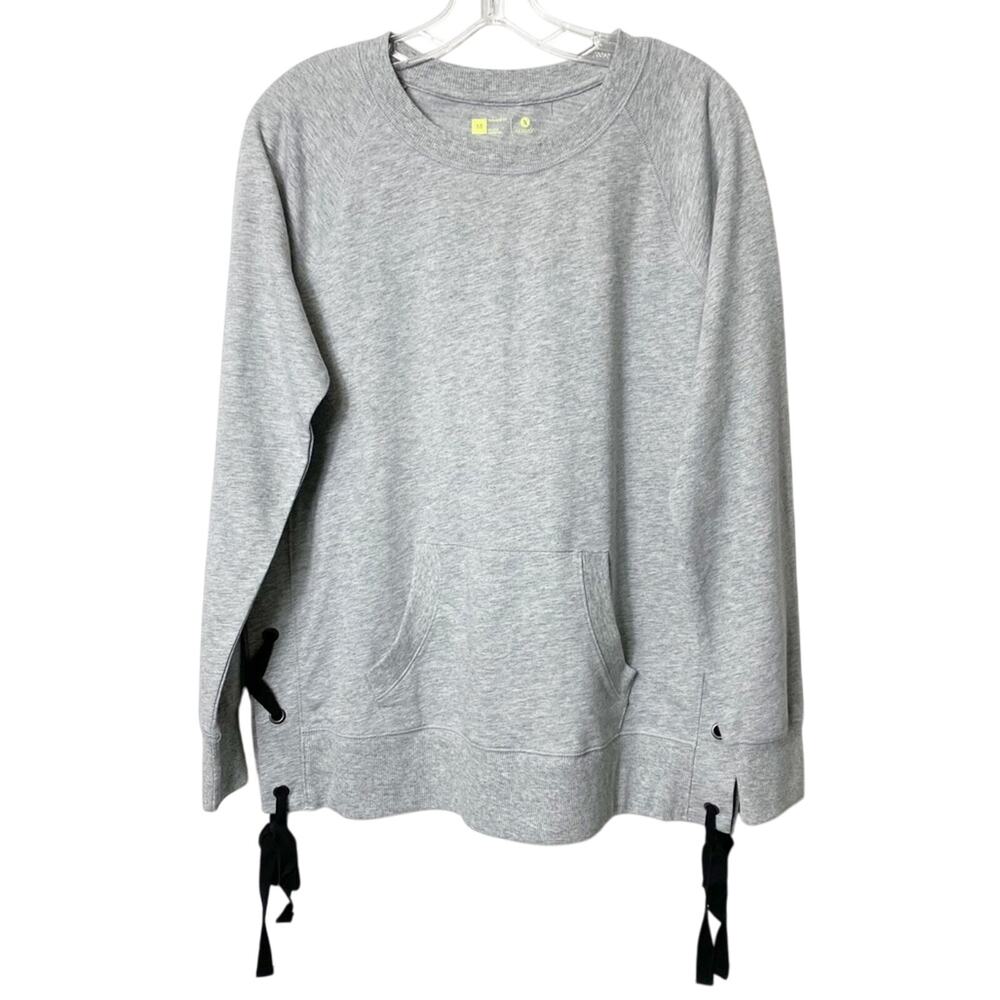 XERSION Studio Heather Gray Black Long Sleeve Medium Women Cotton Sweater